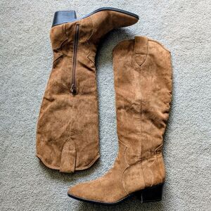 Forever 21 brown faux suede cowboy boot size 9